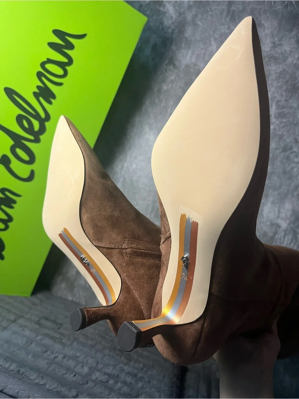 Sam Edelman Toffee Suede Over-the-Knee Pointed Toe Boots new